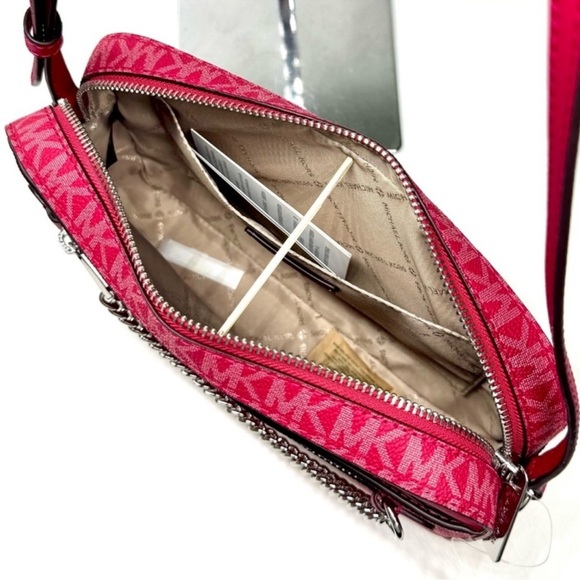 Michael Kors Large EW Crossbody Bag & Matching Trifold Wallet Dark Raspberry - Picture 10 of 15